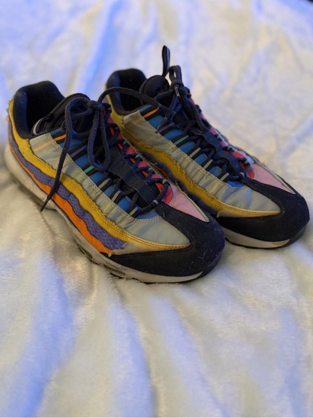 Nike Multicolor Men's Air Max 95 Sneakers - Black/Blue/Yellow/Orange/Purple - Picture 4 of 11